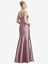 Rear View Thumbnail - Dusty Rose Bustier Bodice Satin Trumpet Gown