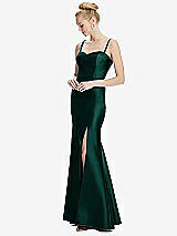 Front View Thumbnail - Evergreen Bustier Bodice Satin Trumpet Gown