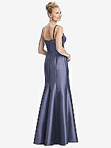 Rear View Thumbnail - French Blue Bustier Bodice Satin Trumpet Gown