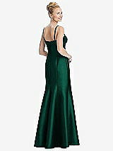 Rear View Thumbnail - Hunter Green Bustier Bodice Satin Trumpet Gown