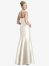 Rear View Thumbnail - Ivory Bustier Bodice Satin Trumpet Gown