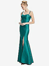 Front View Thumbnail - Jade Bustier Bodice Satin Trumpet Gown