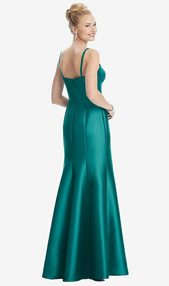 Back View - Jade Bustier Bodice Satin Trumpet Gown
