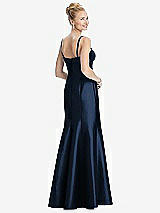 Rear View Thumbnail - Midnight Navy Bustier Bodice Satin Trumpet Gown