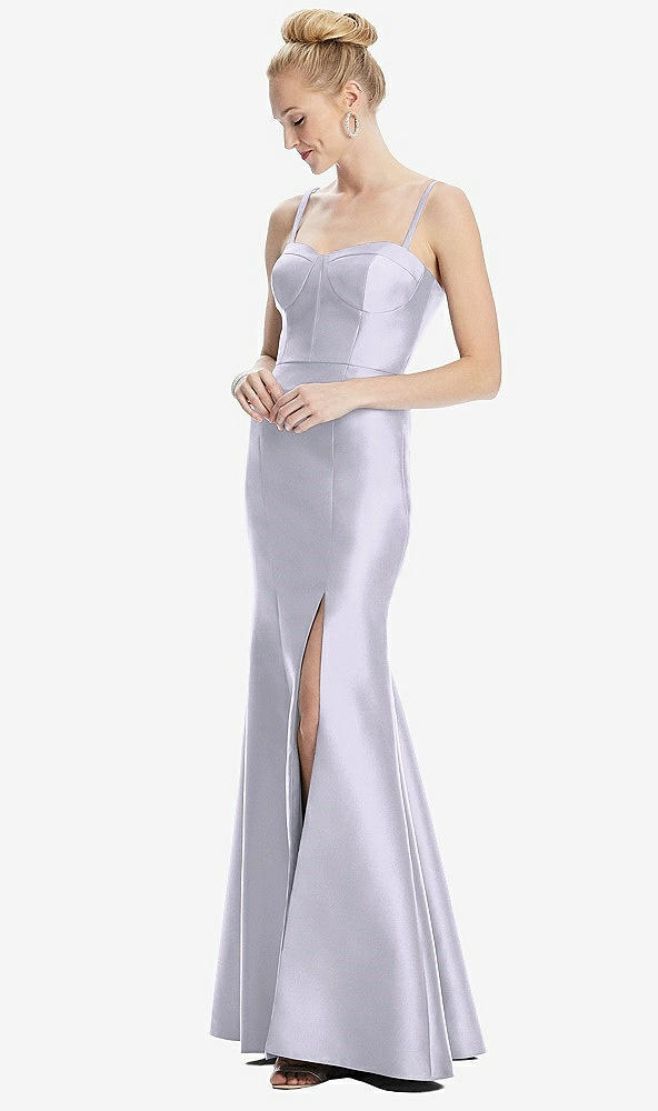 Front View - Silver Dove Bustier Bodice Satin Trumpet Gown