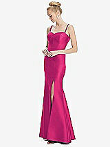 Front View Thumbnail - Think Pink Bustier Bodice Satin Trumpet Gown