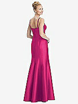 Rear View Thumbnail - Think Pink Bustier Bodice Satin Trumpet Gown