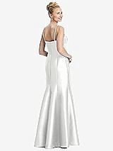 Rear View Thumbnail - White Bustier Bodice Satin Trumpet Gown