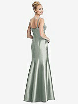 Rear View Thumbnail - Willow Green Bustier Bodice Satin Trumpet Gown