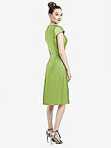 Rear View Thumbnail - Mojito Cap Sleeve V-Neck Satin Midi Dress with Pockets