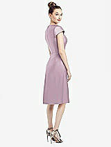 Rear View Thumbnail - Suede Rose Cap Sleeve V-Neck Satin Midi Dress with Pockets
