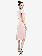Rear View Thumbnail - Ballet Pink Cap Sleeve V-Neck Satin Midi Dress with Pockets