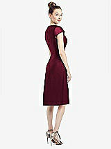 Rear View Thumbnail - Cabernet Cap Sleeve V-Neck Satin Midi Dress with Pockets