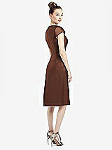 Rear View Thumbnail - Cognac Cap Sleeve V-Neck Satin Midi Dress with Pockets