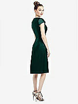 Rear View Thumbnail - Evergreen Cap Sleeve V-Neck Satin Midi Dress with Pockets