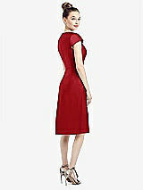 Rear View Thumbnail - Garnet Cap Sleeve V-Neck Satin Midi Dress with Pockets