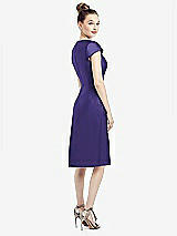 Rear View Thumbnail - Grape Cap Sleeve V-Neck Satin Midi Dress with Pockets