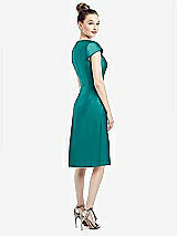 Rear View Thumbnail - Jade Cap Sleeve V-Neck Satin Midi Dress with Pockets