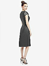 Rear View Thumbnail - Pewter Cap Sleeve V-Neck Satin Midi Dress with Pockets