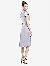 Rear View Thumbnail - Silver Dove Cap Sleeve V-Neck Satin Midi Dress with Pockets