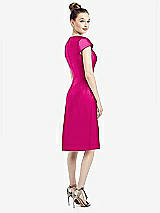 Rear View Thumbnail - Think Pink Cap Sleeve V-Neck Satin Midi Dress with Pockets