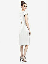 Rear View Thumbnail - White Cap Sleeve V-Neck Satin Midi Dress with Pockets