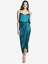 Front View Thumbnail - Oasis Popover Bodice Midi Dress with Draped Tulip Skirt