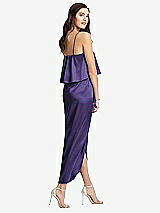 Rear View Thumbnail - Regalia - PANTONE Ultra Violet Popover Bodice Midi Dress with Draped Tulip Skirt