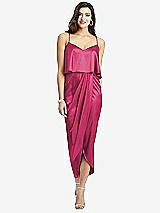 Front View Thumbnail - Shocking Popover Bodice Midi Dress with Draped Tulip Skirt