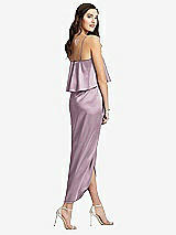 Rear View Thumbnail - Suede Rose Popover Bodice Midi Dress with Draped Tulip Skirt