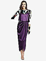Alt View 1 Thumbnail - African Violet Popover Bodice Midi Dress with Draped Tulip Skirt