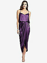Front View Thumbnail - African Violet Popover Bodice Midi Dress with Draped Tulip Skirt