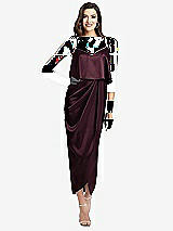 Alt View 1 Thumbnail - Bordeaux Popover Bodice Midi Dress with Draped Tulip Skirt