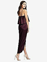 Rear View Thumbnail - Bordeaux Popover Bodice Midi Dress with Draped Tulip Skirt