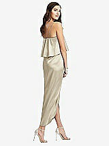 Rear View Thumbnail - Champagne Popover Bodice Midi Dress with Draped Tulip Skirt