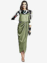 Alt View 1 Thumbnail - Kiwi Popover Bodice Midi Dress with Draped Tulip Skirt