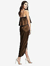 Rear View Thumbnail - Latte Popover Bodice Midi Dress with Draped Tulip Skirt
