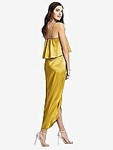 Rear View Thumbnail - Marigold Popover Bodice Midi Dress with Draped Tulip Skirt