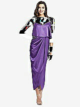 Alt View 1 Thumbnail - Pansy Popover Bodice Midi Dress with Draped Tulip Skirt