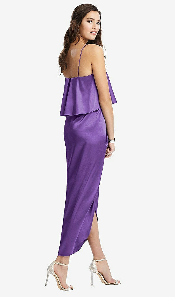 Back View - Pansy Popover Bodice Midi Dress with Draped Tulip Skirt
