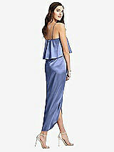Rear View Thumbnail - Periwinkle - PANTONE Serenity Popover Bodice Midi Dress with Draped Tulip Skirt