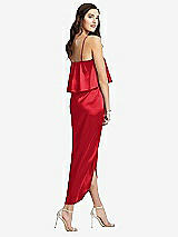 Rear View Thumbnail - Parisian Red Popover Bodice Midi Dress with Draped Tulip Skirt