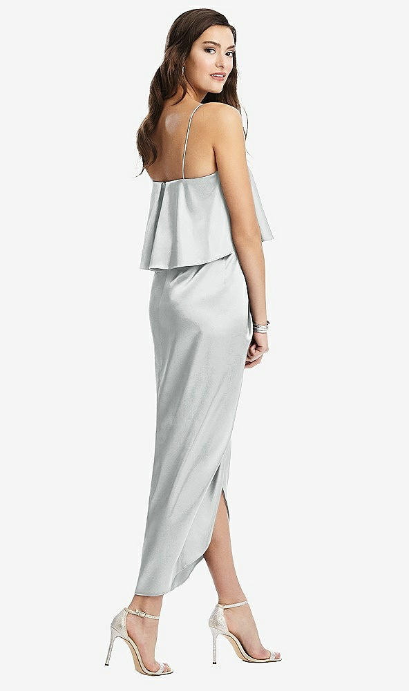 Back View - Sterling Popover Bodice Midi Dress with Draped Tulip Skirt
