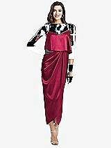 Alt View 1 Thumbnail - Valentine Popover Bodice Midi Dress with Draped Tulip Skirt