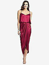Front View Thumbnail - Valentine Popover Bodice Midi Dress with Draped Tulip Skirt