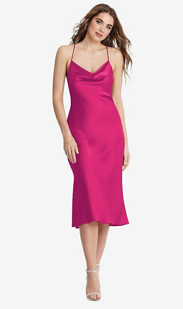 Front View - Think Pink Cowl-Neck Convertible Midi Slip Dress - Piper