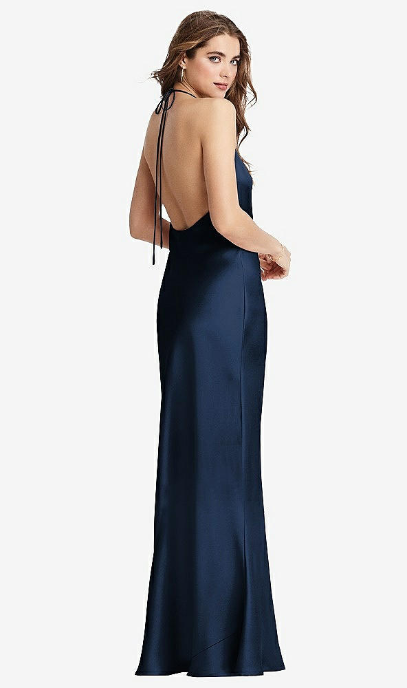 Front View - Midnight Navy Cowl-Neck Convertible Maxi Slip Dress - Reese