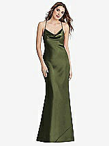 Rear View Thumbnail - Olive Green Cowl-Neck Convertible Maxi Slip Dress - Reese