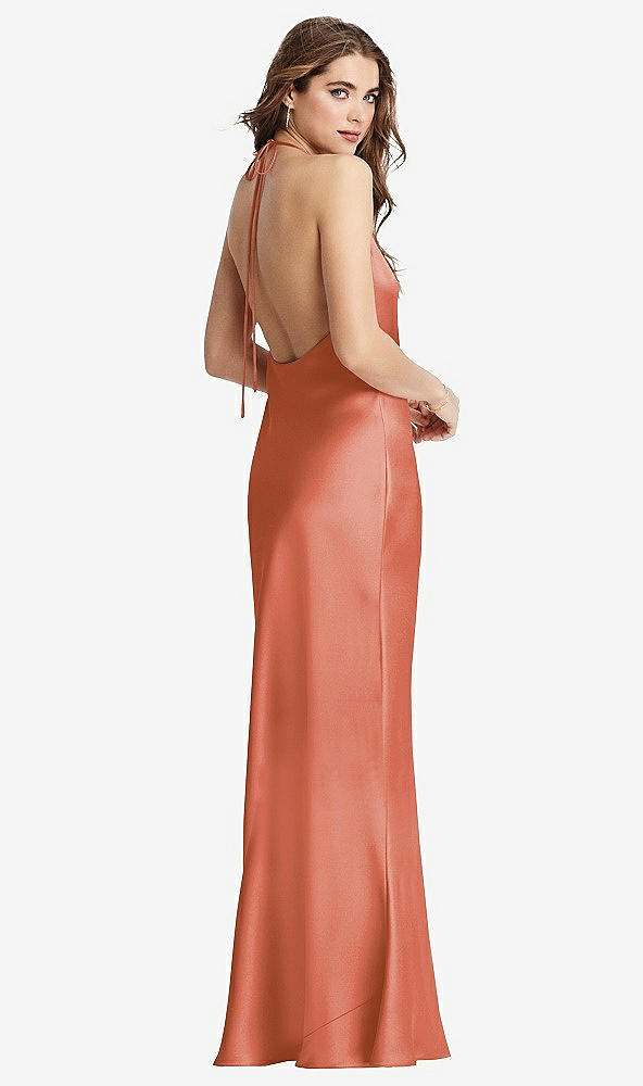Front View - Terracotta Copper Cowl-Neck Convertible Maxi Slip Dress - Reese