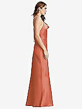 Side View Thumbnail - Terracotta Copper Cowl-Neck Convertible Maxi Slip Dress - Reese